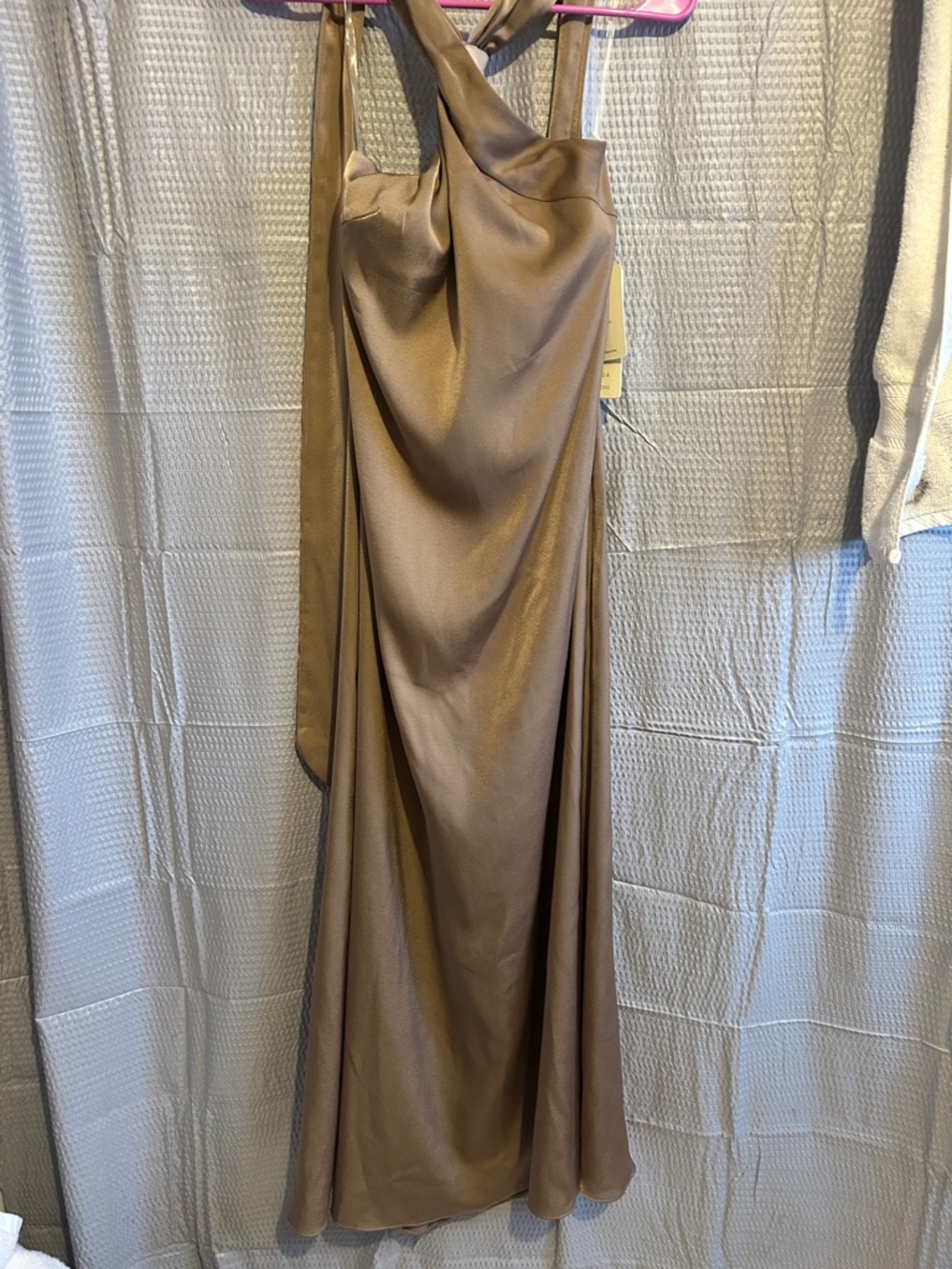 Draped Satin Maxi Skirt in Taupe